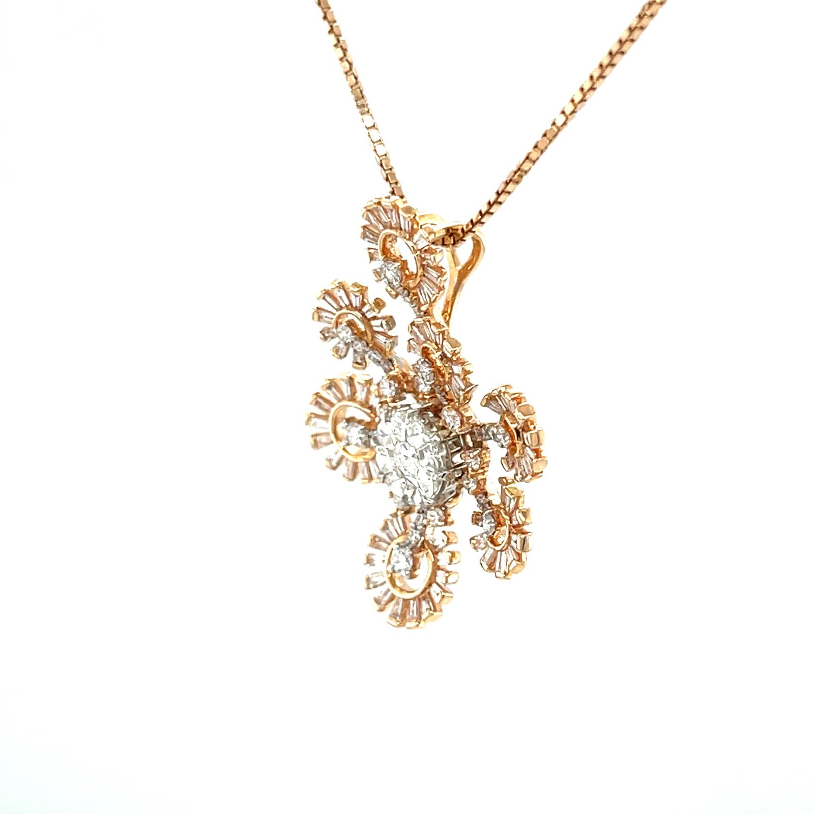 Radiant Rose Gold Diamond Burst Pendant